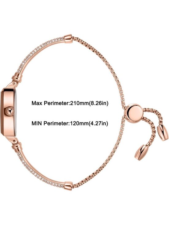 Womens Rose Gold Analog Quartz Diamond Waterproof Elegance Petite Bracelet Watch main image 6
